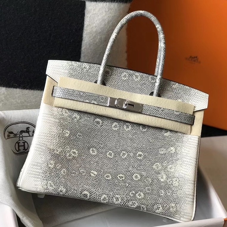 Hermes Birkin 25cm Bag In Ombre Embossed Natural Lizard