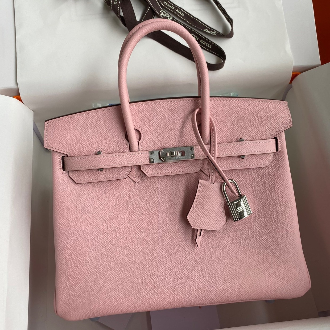 Hermes Birkin 25 Retourne Handmade Bag In Rose Sakura Epsom Calfskin