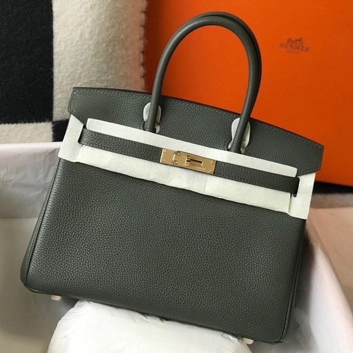 Hermes Vert Fonce Clemence Birkin 30cm Bag GHW