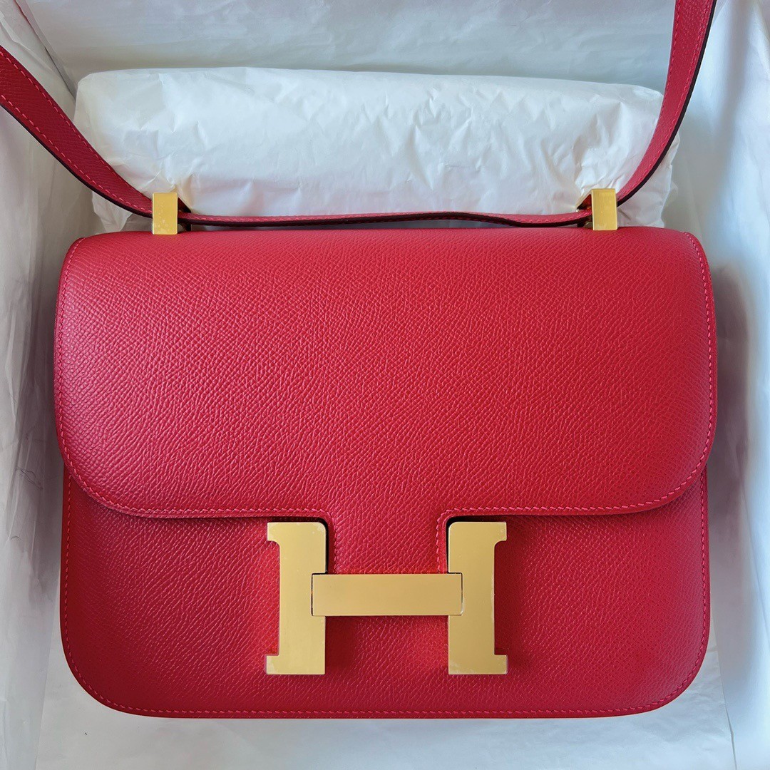 Hermes Constance 1 24 Mirror Bag In Red Epsom Calfskin