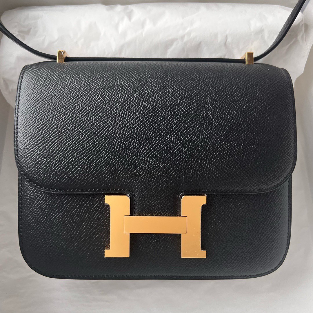 Hermes Constance 1 18 Mirror Bag In Black Epsom Calfskin