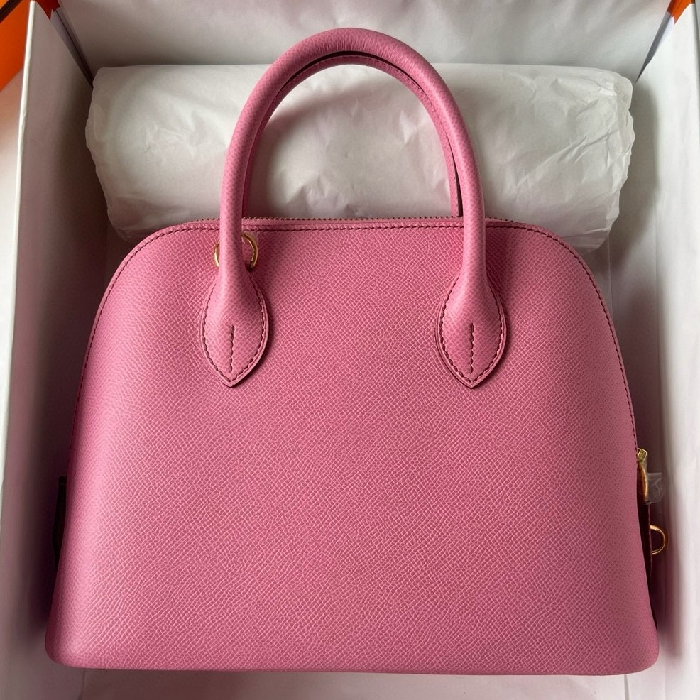 Hermes Bolide 1923 25 Handmade Bag in Rose Sakura Epsom Calfskin