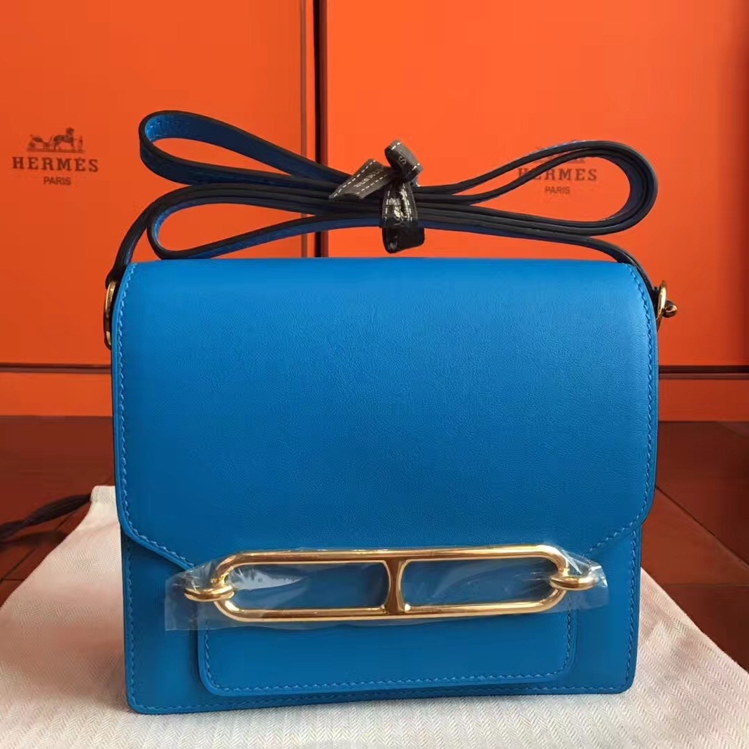 Hermes Mini Sac Roulis Bag In Blue Hydra Swift Leather