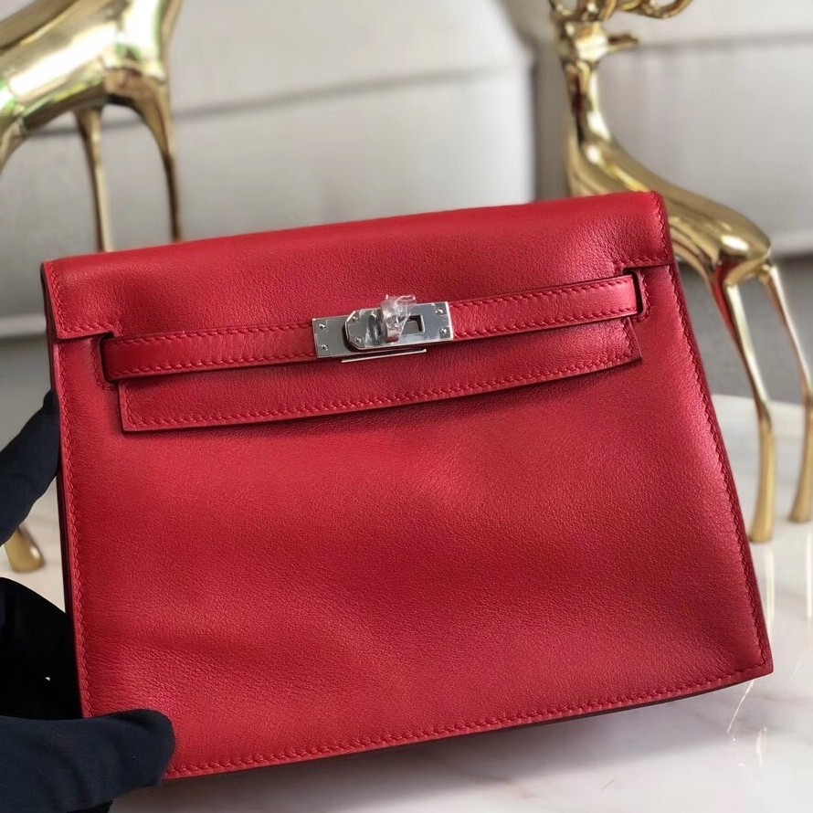 Hermes Red Swift Kelly Danse Bag