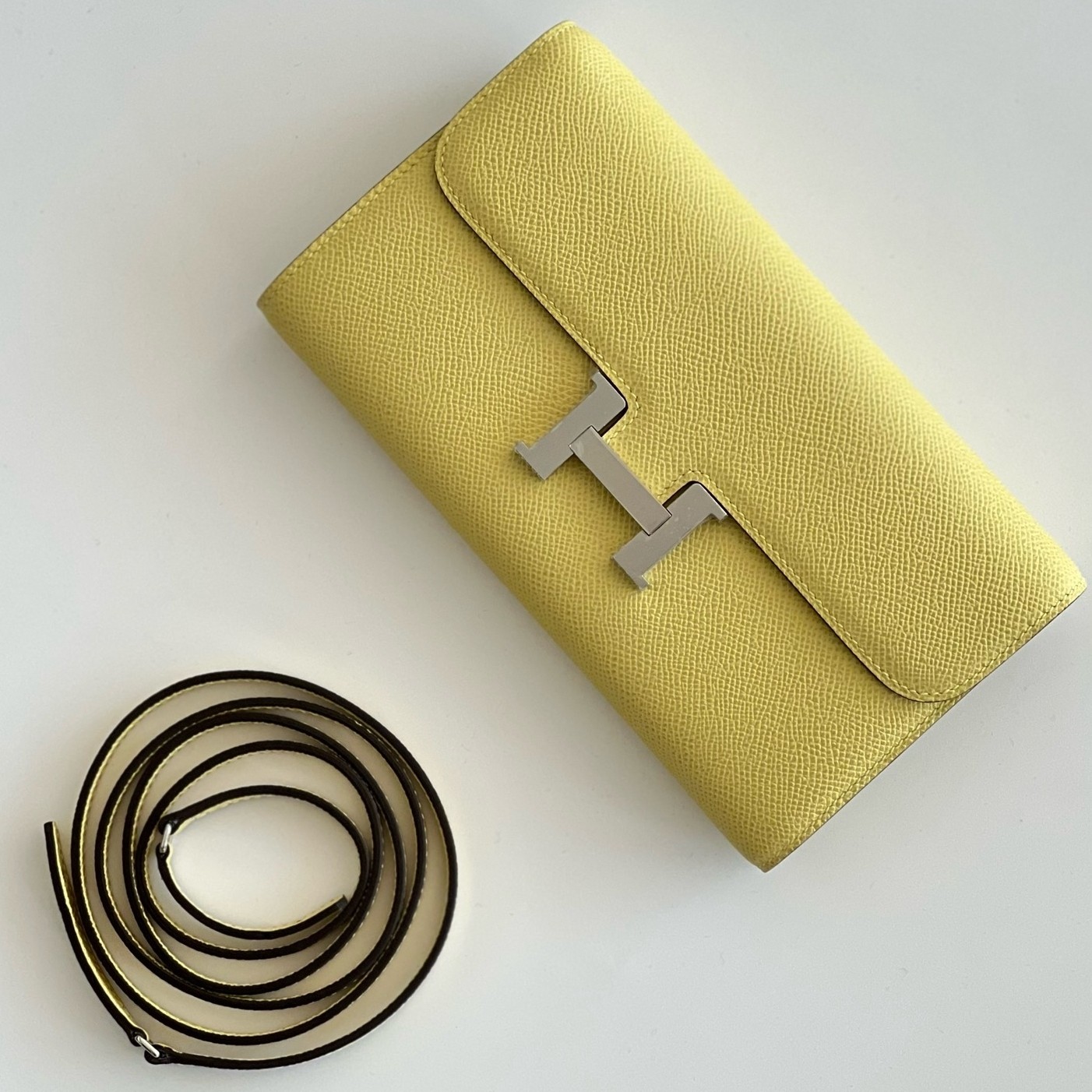 Hermes Constance To Go Wallet in Jaune Poussin Epsom Calfskin